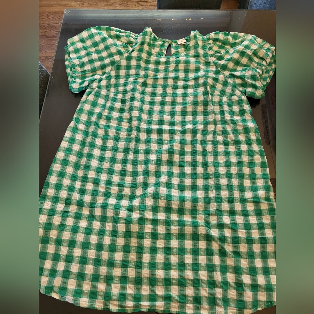 a new day Green and White Checkered Dress